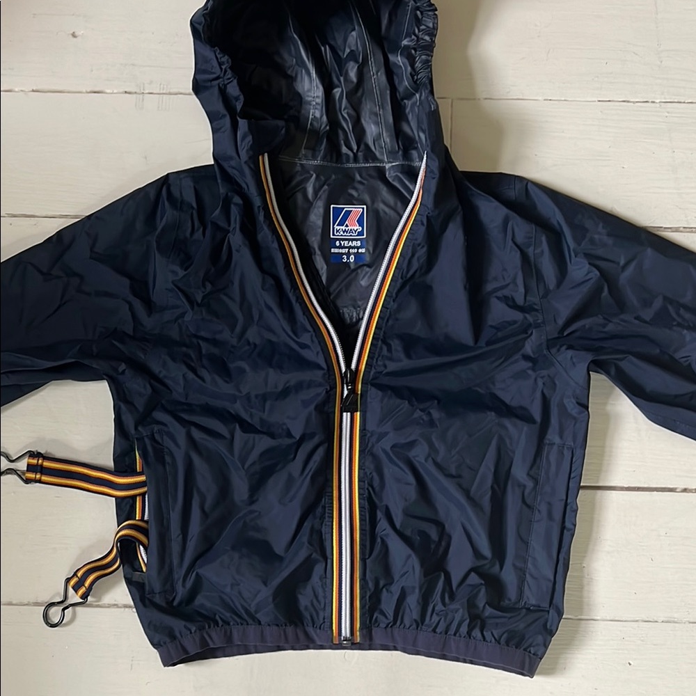 K-Way Blue Raincoat Lightweight Hooded Design
